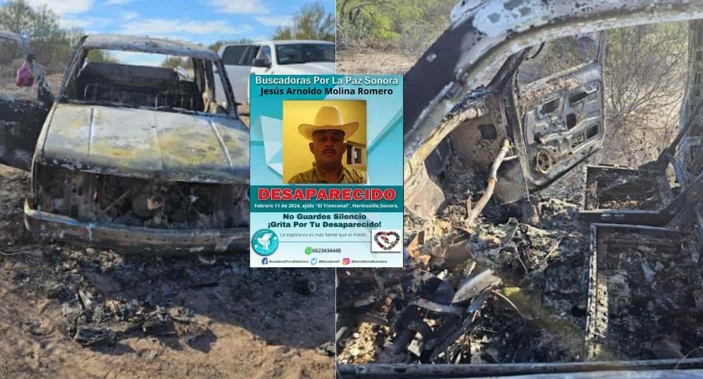 Localizan en Real del Alamito auto calcinado cuyo dueño está desaparecido