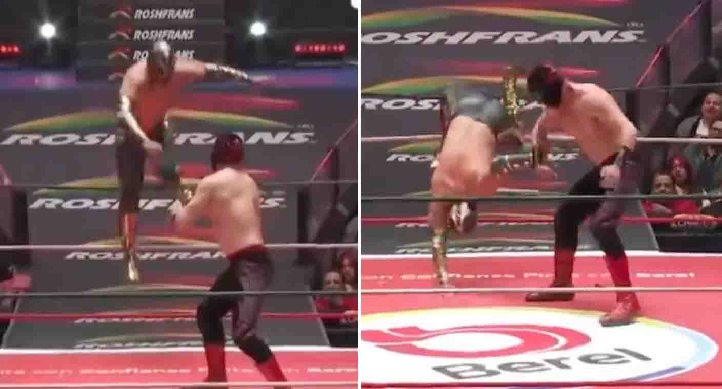 Luchador Oro Jr. sufre lesión desde la tercera cuerda en ring de la Arena México (VIDEO)