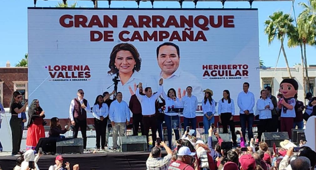 Arrancan Lorenia Valles y Heriberto Aguilar campaña al Senado por Morena desde Plaza Emiliana de Zubeldía, en Hermosillo