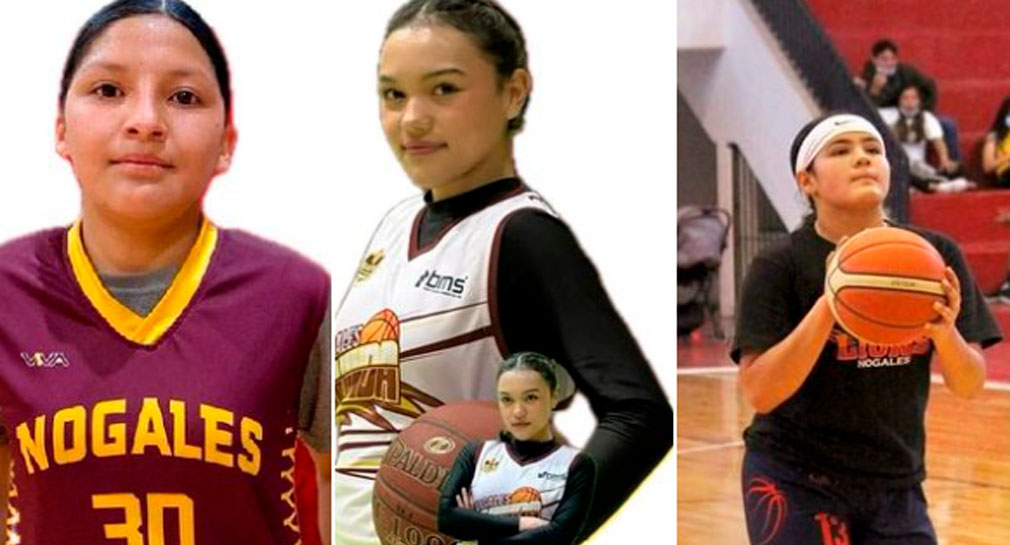 Las nogalenses Yamileth, Cecilia y Roxana, conforman Selección Sonora que participará en Nacional de Basquetbol Femenil Sub-17