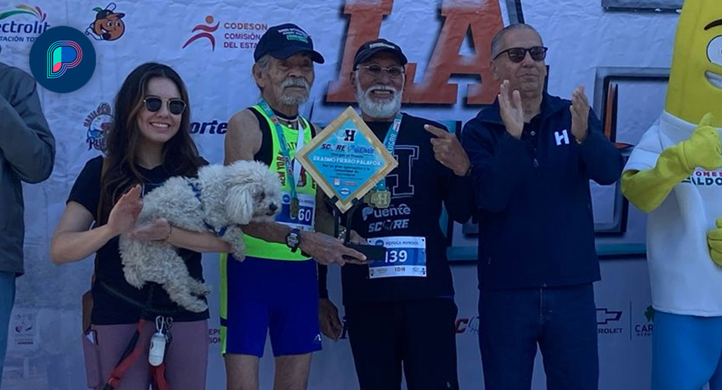 A sus 81 años y por correr 5 km, Jesús Saldate gana el premio Erasmo Fierro Palafox en maratón ‘La H 21K’ de Proyecto Puente en Hermosillo