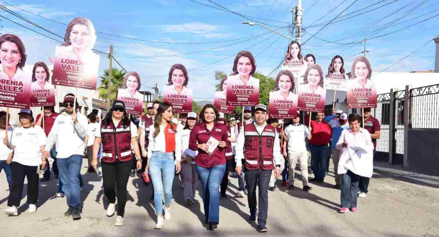Lorenia Valles y Heriberto Aguilar recorren colonia Pueblitos, de Hermosillo para escuchar inquietudes de residentes
