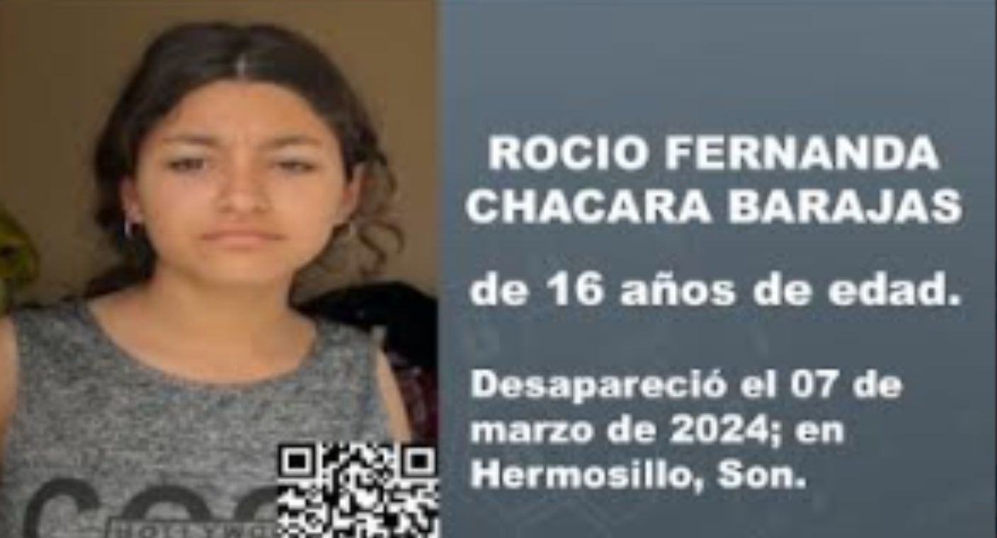 Activan Alerta Amber para localizar a Rocío, la vieron por última vez a salir de su casa el 7 de marzo, en Colonia Villa del Sur, de Hermosillo
