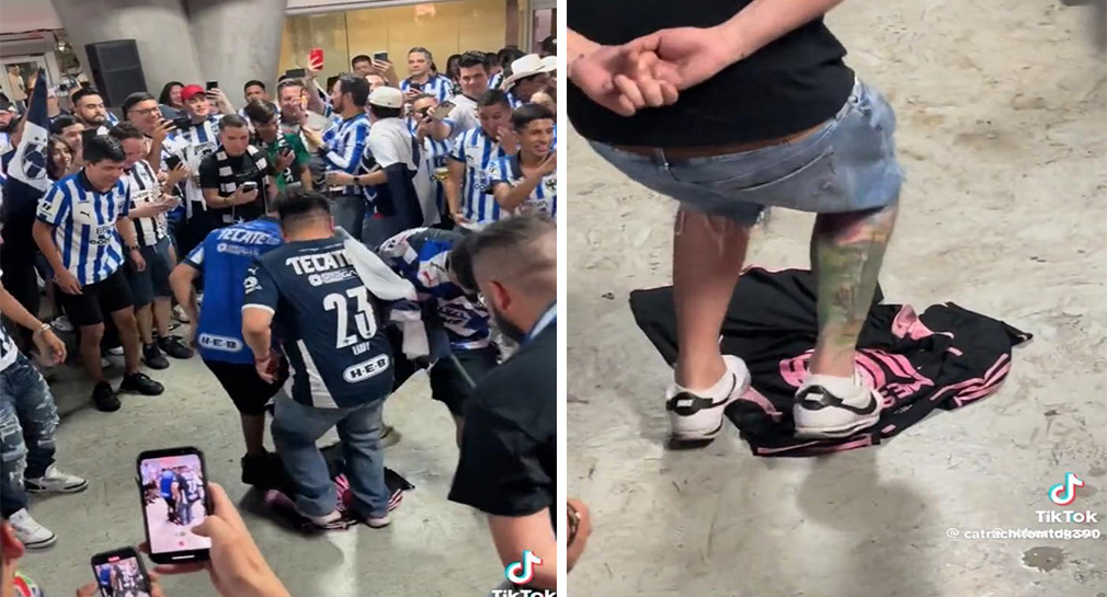Fanáticos de Rayados bailan sobre playera de Messi tras eliminación del Inter Miami (VIDEO)