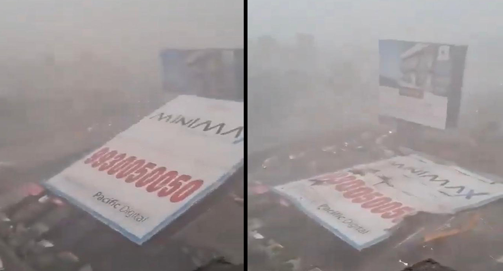 Cae valla publicitaria por fuerte tormenta; deja 12 muertos y 60 heridos en India (VIDEO)