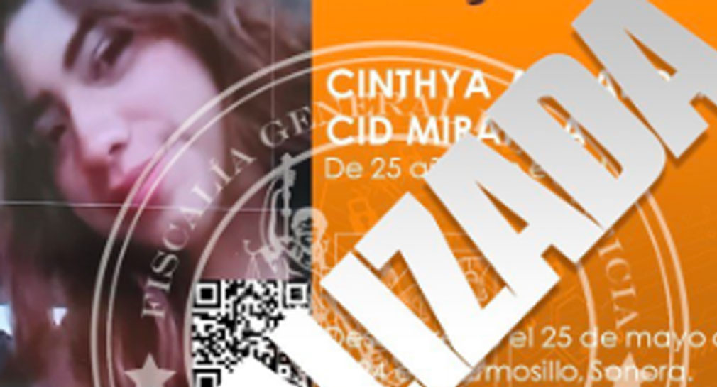 Hallan sana y salva a Cinthya Alejandra, desaparecida en Hermosillo