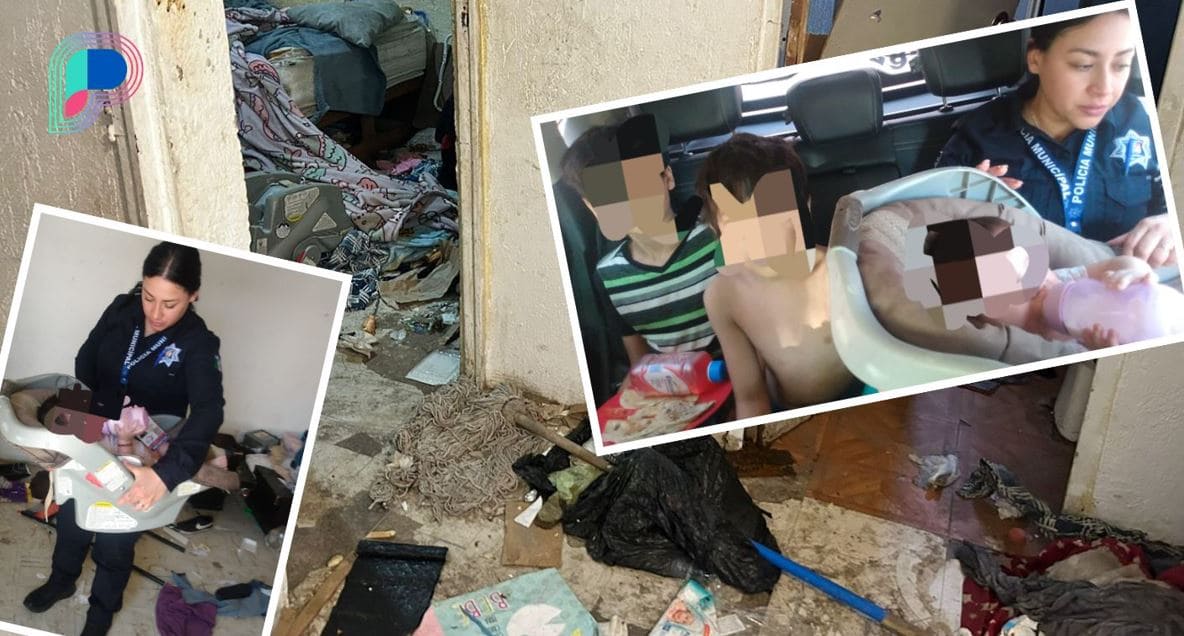 Rescatan a dos niños y a bebé de nueve meses en estado de abandono al sur de Hermosillo