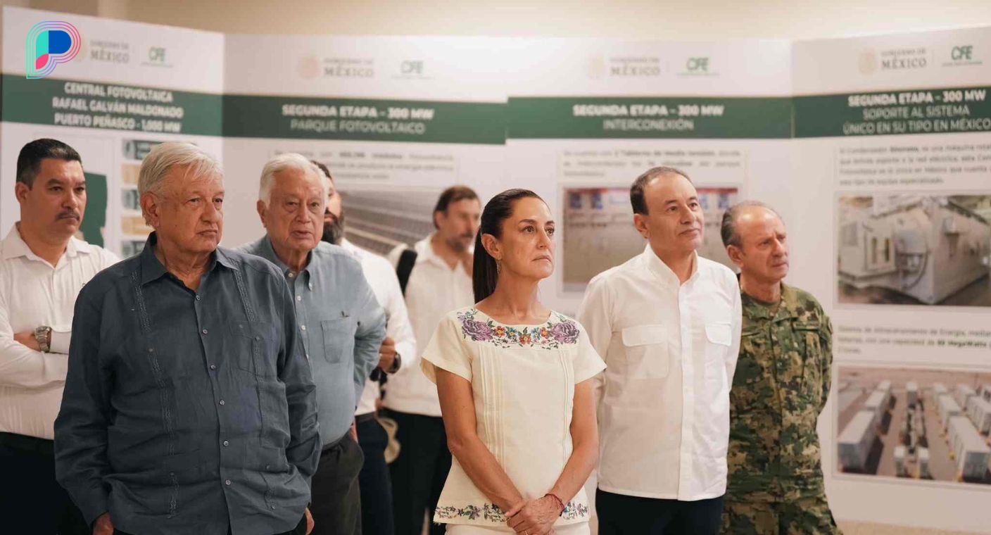 AMLO y Claudia Sheinbaum visitan la planta solar de Puerto Peñasco en su visita a Sonora