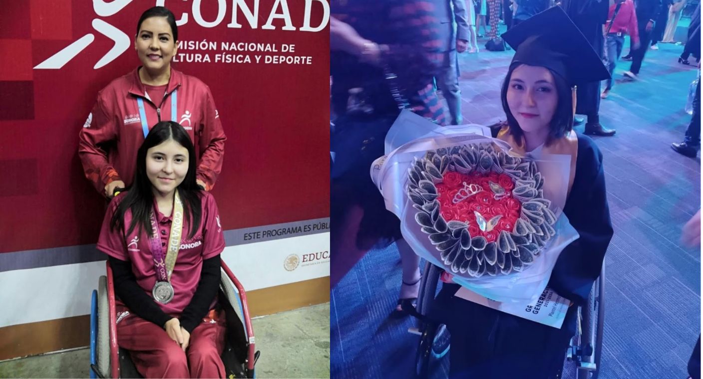 Con distrofia muscular, Denise cumplió el sueño de terminar preparatoria; la joven sonorense también ha ganado medallas en juegos paranacionales