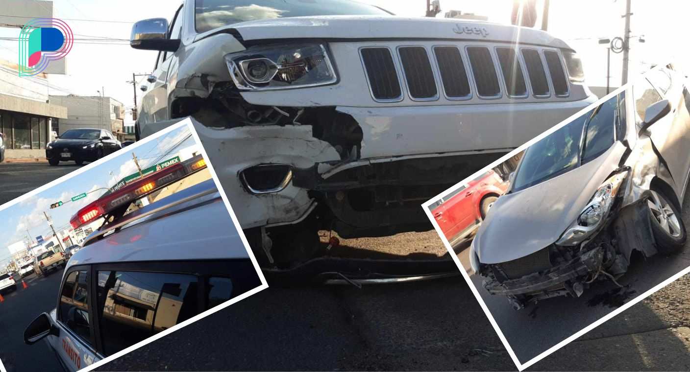 Se registra choque entre dos vehículos en calles de colonia San Benito en Hermosillo; no hay lesionados