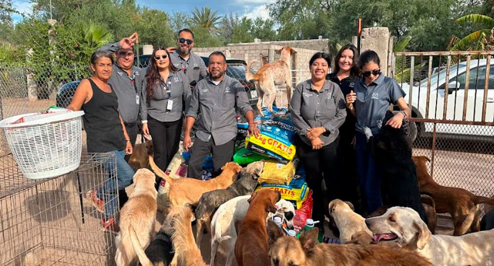 Entrega Mazda Hermosillo más de 300 kilos de croquetas para perros del refugio de Damaris Acosta