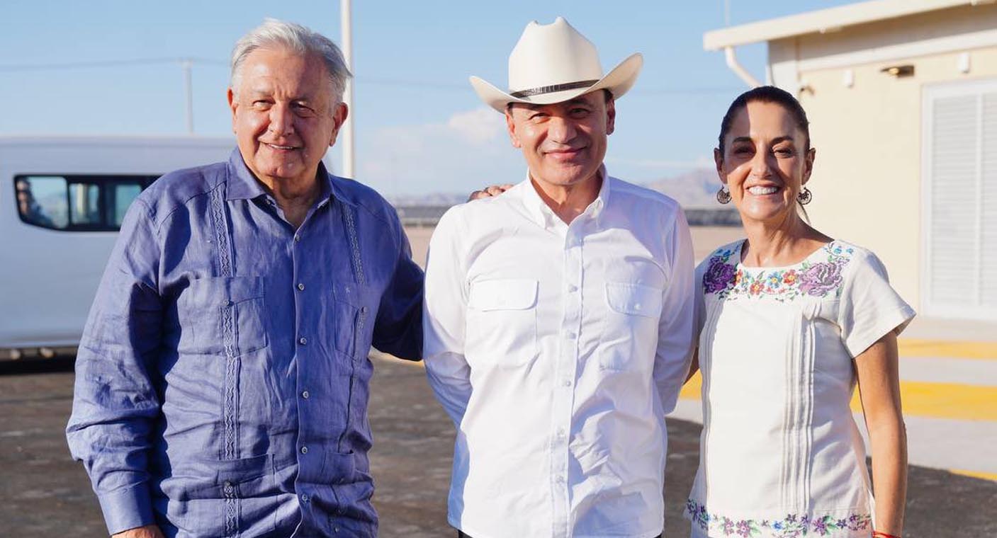 Llegan AMLO y Sheinbaum a Sonora para gira de trabajo con Durazo; inician evaluación de planta fotovoltaica en Puerto Peñasco