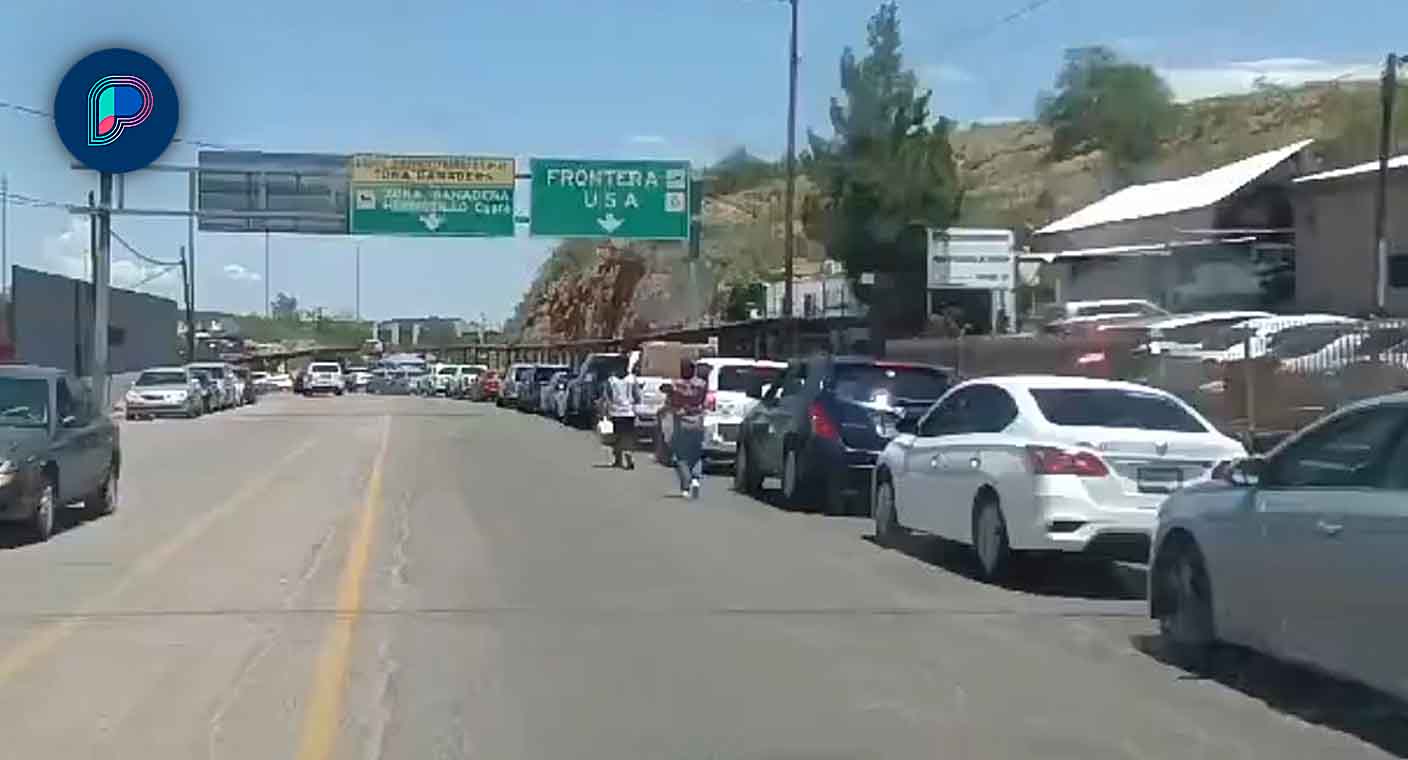 Largas filas se registran en cruce fronterizo en Nogales, Sonora