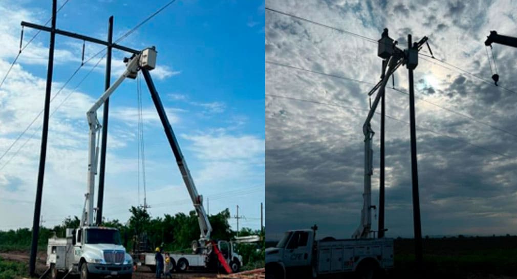 Restablece CFE suministro eléctrico al 95% de afectados por fuertes lluvias y vientos en Sonora
