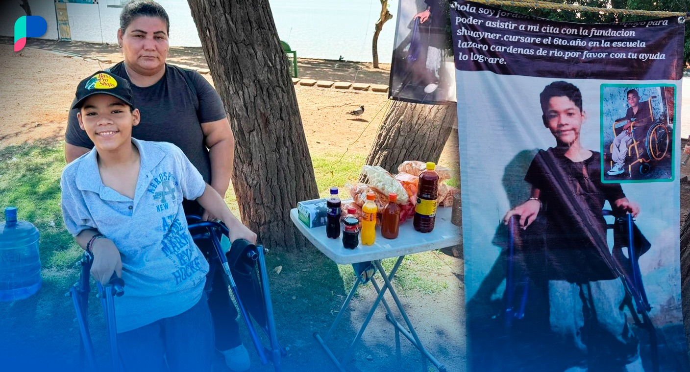 Ciudadanos compran todos los dulces a Jordan, un niño con parálisis cerebral que vende en la Laguna Nainari en Cajeme, Sonora
