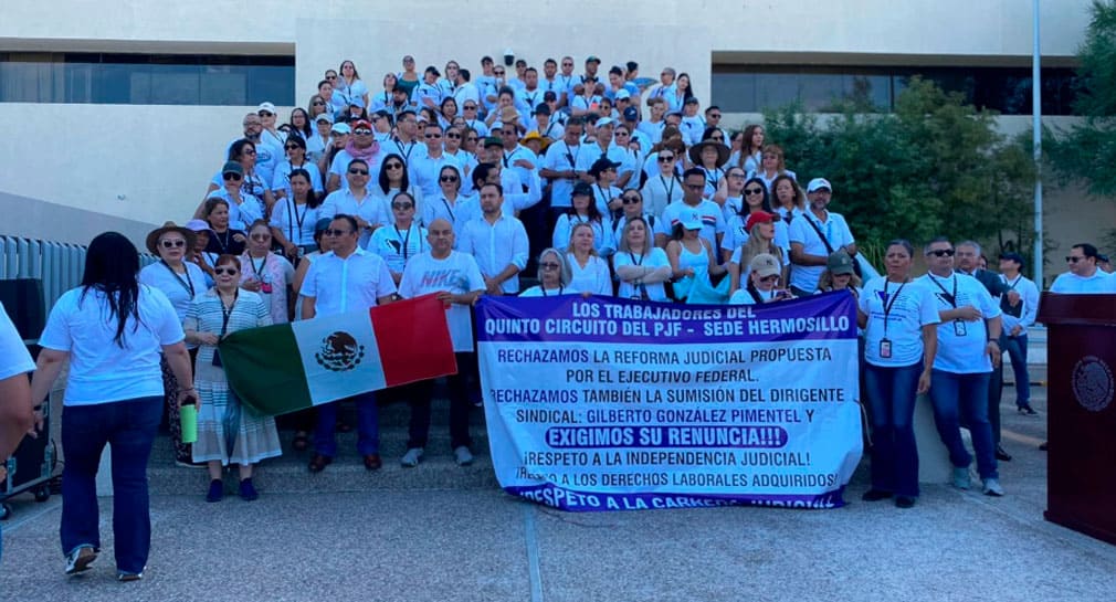 Se manifiestan trabajadores del Poder Judicial en Hermosillo en inicio del paro laboral indefinido contra reforma de AMLO