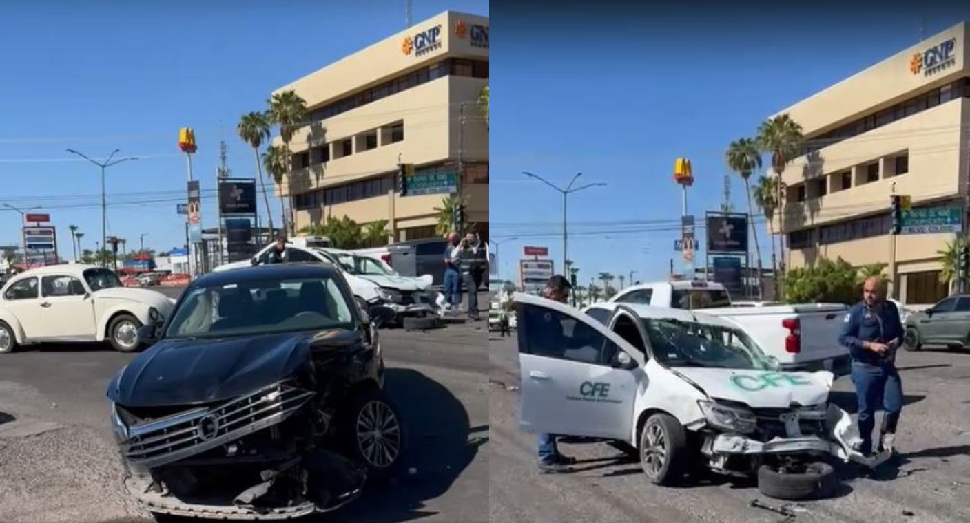 Choque múltiple se registra en bulevar Solidaridad y Colosio en Hermosillo