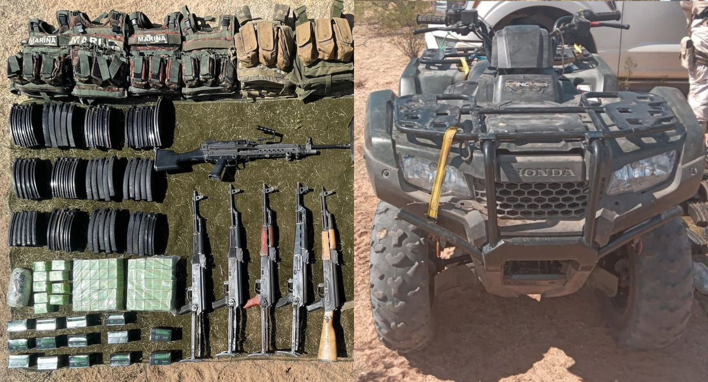 Capturan a menor de edad con armas, vehículos y equipo táctico en rancho de Sonoyta, Sonora