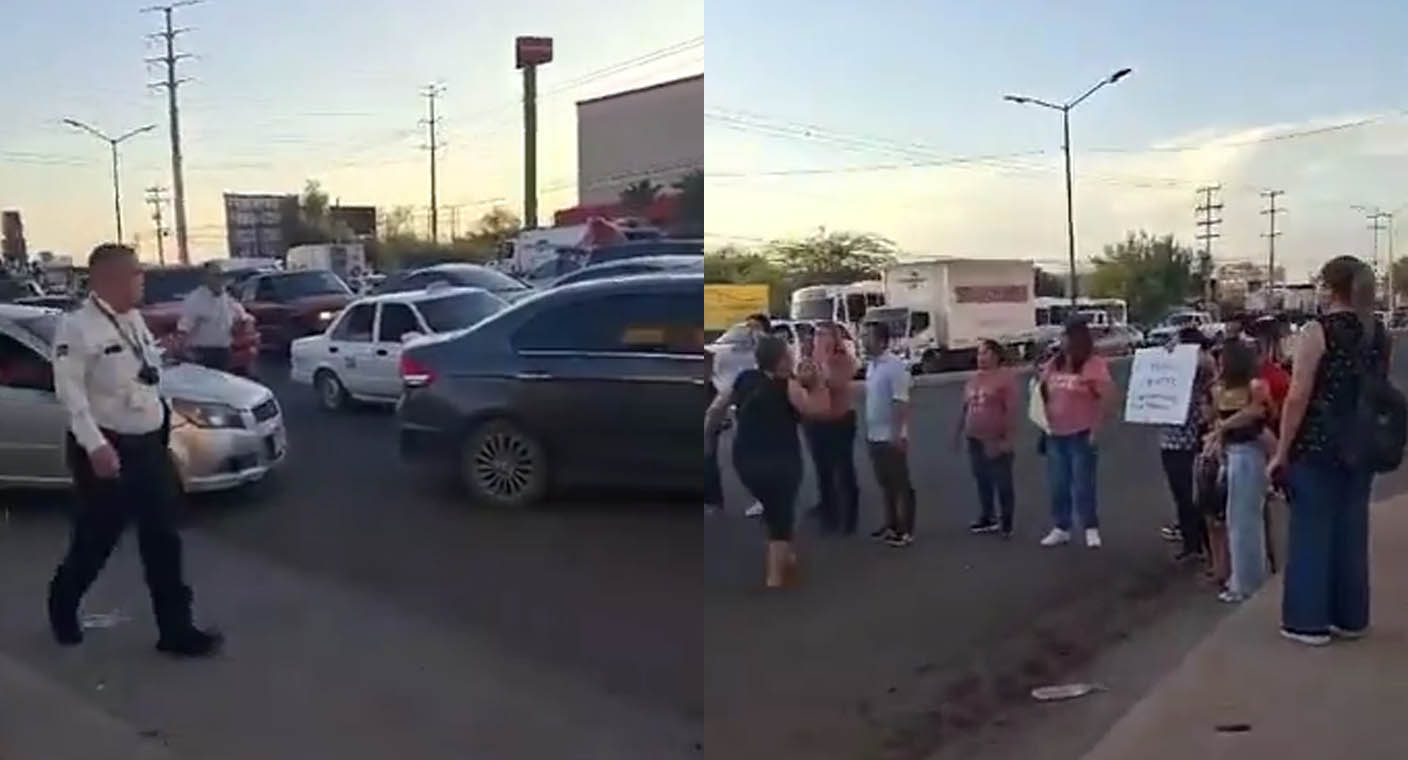 Bloquean ciudadanos cruce de bulevares Solidaridad y Progreso al norte de Hermosillo; denuncian falta de agua en colonias