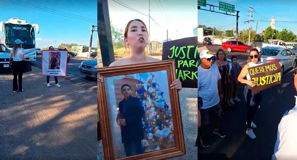 Se manifiestan familiares de Marcos, menor de 14 años que murió al ser atropellado, en Guaymas