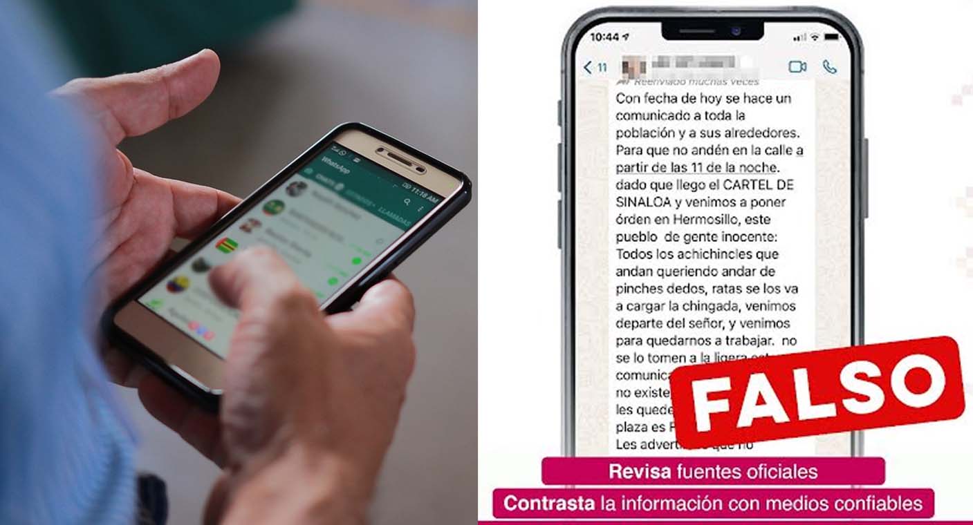 Es falso mensaje de WhatsApp sobre supuesto toque de queda en Hermosillo
