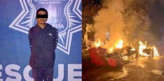 Detienen a hombre por iniciar incendio en plena vía pública en Nuevo León