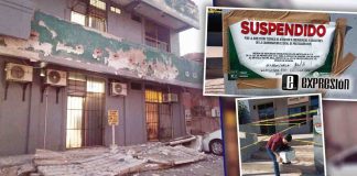 Cierran oficinas del Registro Civil en Guaymas tras derrumbe de fachada por sismo