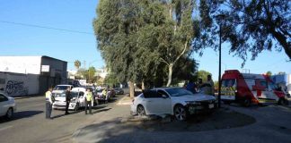 Mujer resulta lesionada tras choque automovilístico al centro de Hermosillo