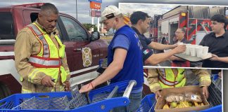 Con café, fruta y pan apoyan negocios a bomberos que trabajan en zona de Sam’s Club tras incendio en Hermosillo