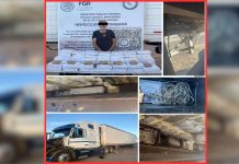 Decomisan 100 kilos de metanfetaminas en alrededores de Caborca, confirma gobernador Durazo Detienen tractocamión con 100 kilos de metanfetamina en Caborca, Sonora