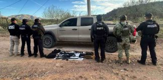 Aseguran armamento, droga y un vehículo con reporte de robo en Nogales, Sonora