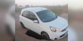 Vehículo cae en enorme socavón en Cajeme (VIDEO): "Me asusté mucho", afirma el conductor