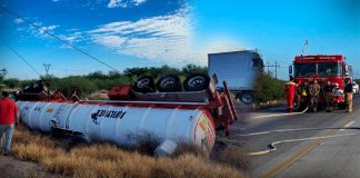 Se registra otra volcadura de pipa en carretera de Sonora, ahora con combustóleo: es el tercer caso en menos de una semana