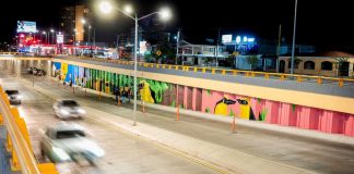 Avanza mural colectivo de arte urbano en paso a desnivel de Hermosillo: IMCA