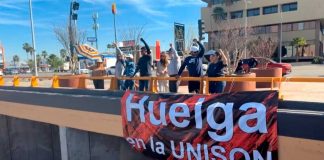 Coloca Staus lonas en diferentes puntos de Hermosillo para exigir acuerdo salarial con Unison