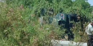 Vuelca camión cisterna del Ejército Mexicano en carretera Guaymas–Ciudad Obregón; hay dos lesionados