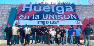 “Huelga en la Unison”: Integrantes del STAUS coloca lona en el Cerro de la Campana