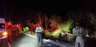 Un muerto y siete heridos tras la volcadura de un autobús de pasajeros en una carretera federal