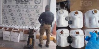 FGR asegura en Hermosillo 200 litros de metanfetamina enviados desde Culiacán en 40 bidones por paquetería