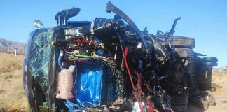 Choque entre autobús y vehículo de carga en carretera Sonoyta-SLRC deja un muerto y un lesionado grave