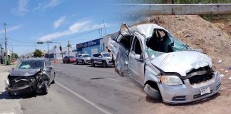 Fin de semana accidentado en Hermosillo: Choques y volcadura dejan al menos a 6 personas lesionadas