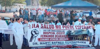 Bloquean bulevar Morelos trabajadores del ISSSTE Hermosillo por segunda ocasión en 2 semanas: exigen atención de autoridades federales