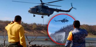 Logran control del 70% de incendio forestal en la sierra de #Sonora; helicóptero militar refuerza combate al fuego