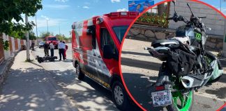 Motociclista pierde el control y se estrella contra un poste en el bulevar Luis Encinas de Hermosillo, en la curva de la Unison