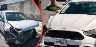 Choque frontal deja solo daños materiales en el centro de Hermosillo