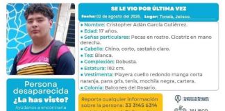 Buscan a Christopher Adán, menor de 17 años desaparecido tras aceptar empleo en Jalisco Buscan a Christopher Adán, menor de 17 años desaparecido tras aceptar empleo en Jalisco