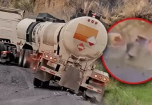 Vuelca pipa con ácido sulfúrico en carretera Cananea-Ímuris en Sonora (VIDEO)