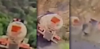 Vuelca pipa con ácido sulfúrico en carretera Cananea-Ímuris en Sonora (VIDEO)