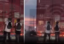 Captan a estudiantes viajando 'colgados' de tráiler en carretera de Ciudad Obregón (VIDEO)