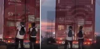 Captan a estudiantes viajando 'colgados' de tráiler en carretera de Ciudad Obregón (VIDEO)